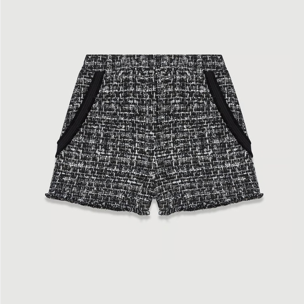 Maje Black and White Tweed Men's Shorts